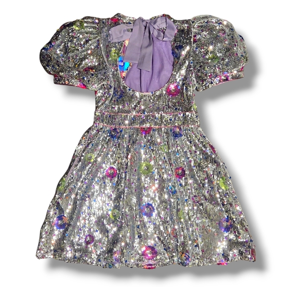 CeliaB Silver Sequin Mini Dress with Floral Accents - Picture 8 of 15